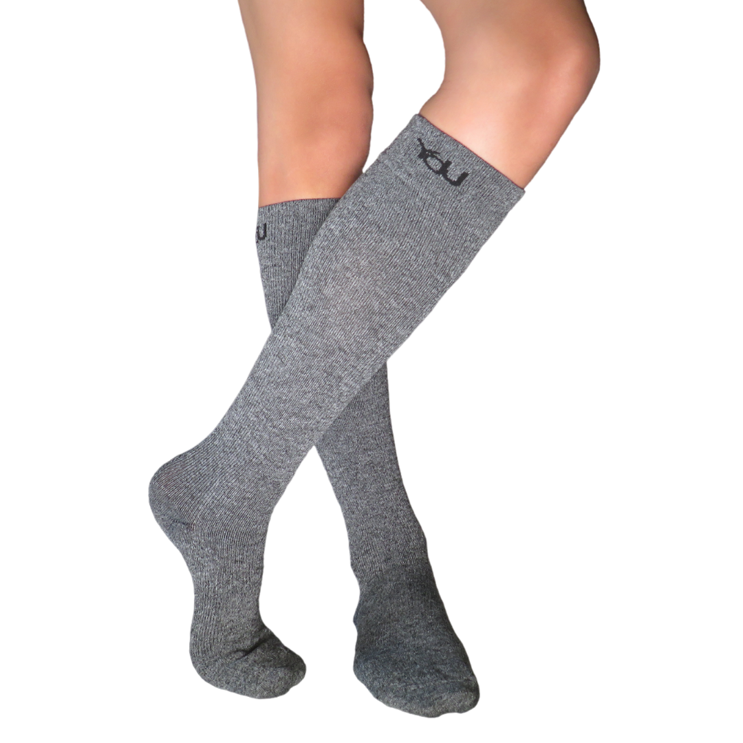 YoU® Grey Marl CUSHION Knee High • Travel &amp; Sport 15-20 mmHg Compression