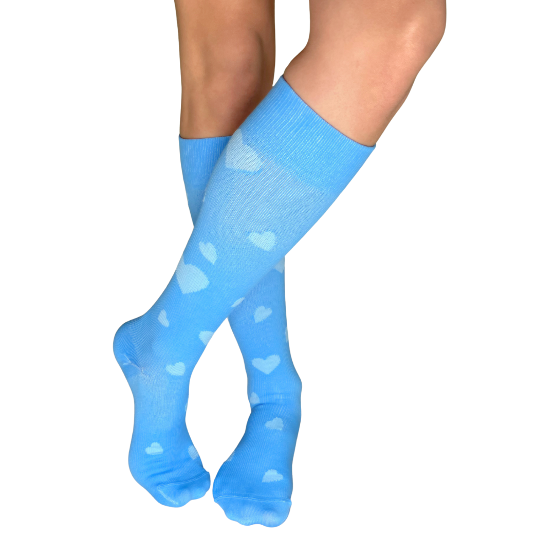 LIMITED EDITION 💗 Blue Hearts LOVE YoU® • 20-30 mmHg Knee High