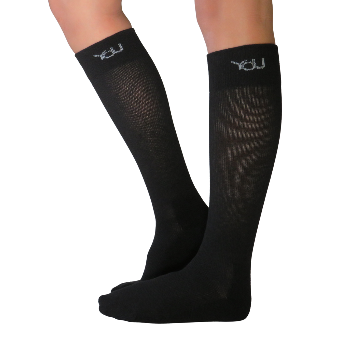 YoU® Black Merino Wool CUSHION Knee High • Travel &amp; Sport 15-20 mmHg Compression