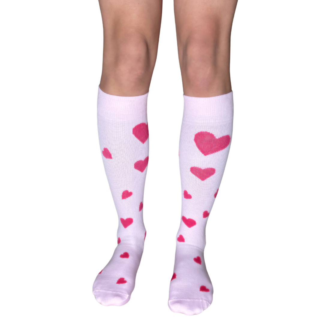 LIMITED EDITION 💗 Raspberry-Red Hearts LOVE YoU® • 20-30 mmHg Knee High