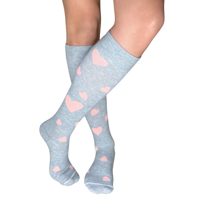 LIMITED EDITION 💗 Pink Tulip Hearts LOVE YoU® • 20-30 mmHg Knee High