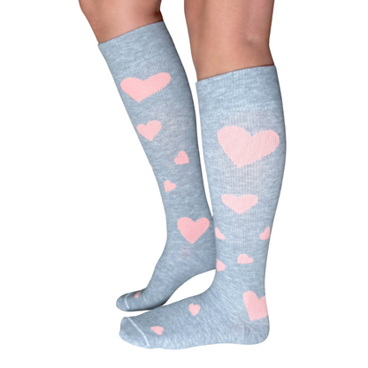 LIMITED EDITION 💗 Pink Tulip Hearts LOVE YoU® • 20-30 mmHg Knee High