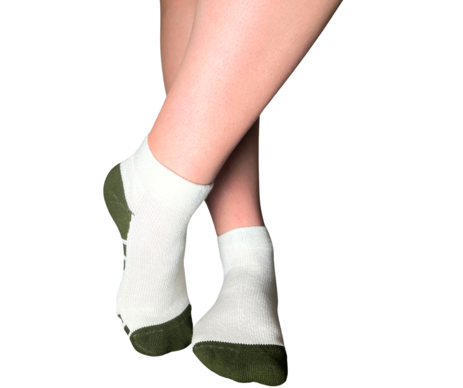 YoU Compression® Bamboo with Scout Green Sole Ankle Socks 20-30 mmHg