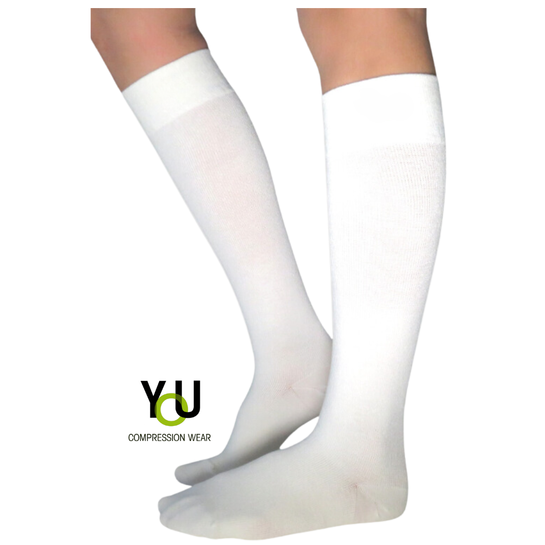 YoU Compression® Off-White Bamboo Knee High 20-30 mmHg