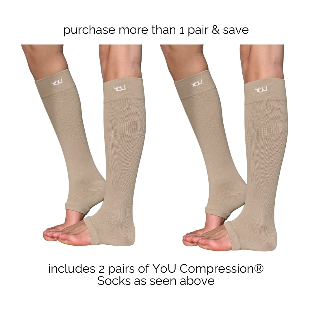 YoU Compression® Coffee Knee High Open Toe 30-40 mmHg