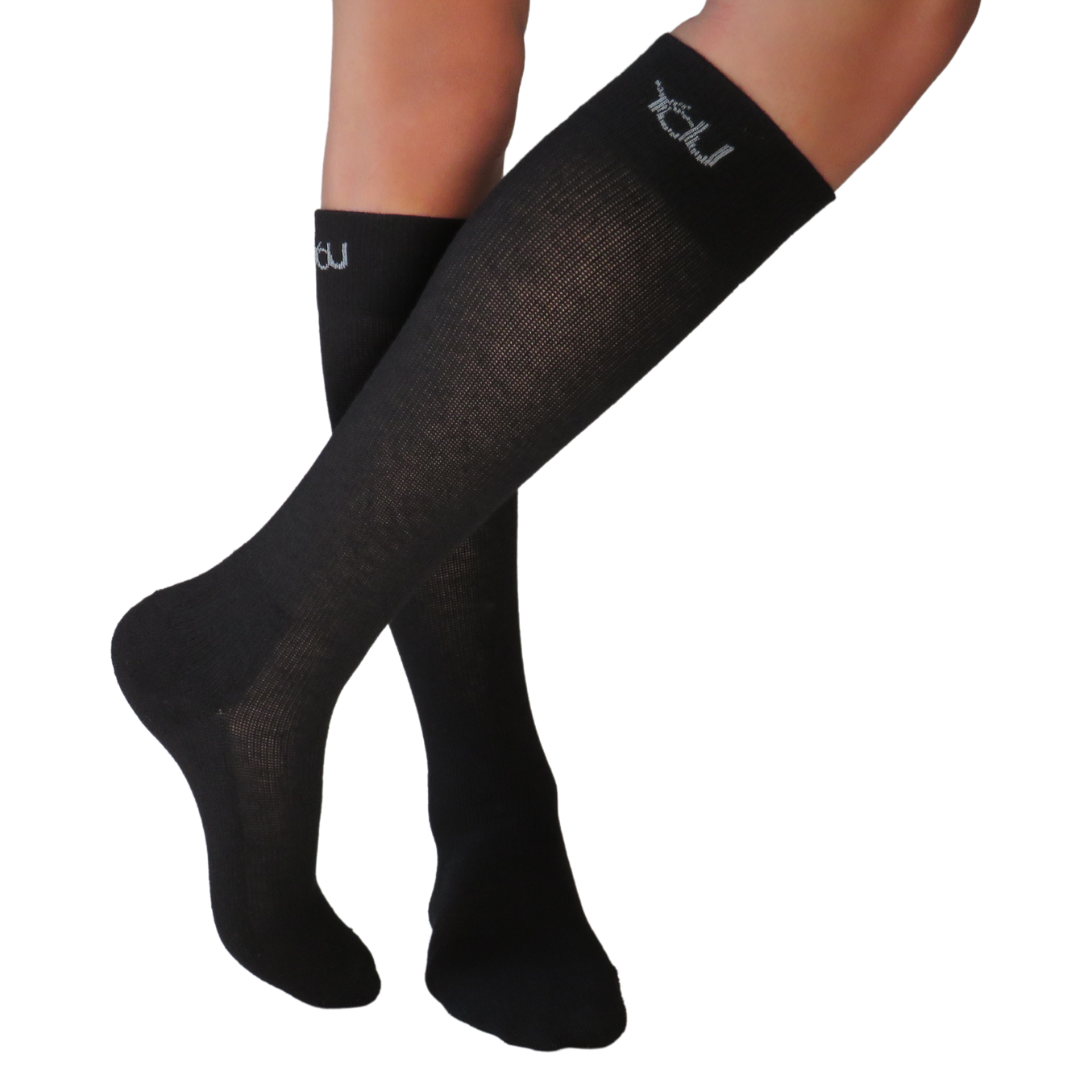 YoU Compression® Black Merino Wool 🐑 CUSHION Knee High 20-30 mmHg