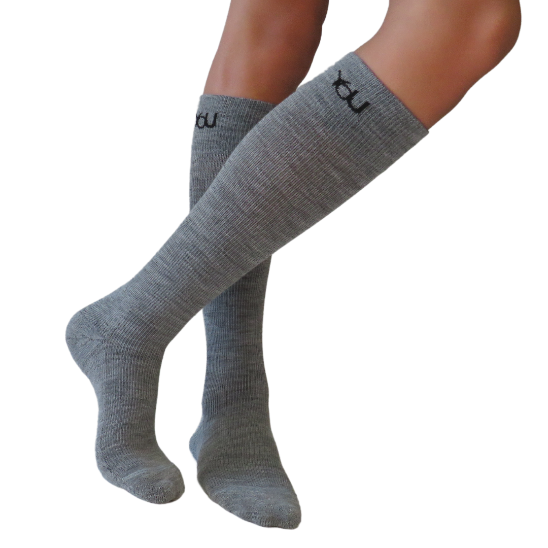 YoU®  Dark Grey Merino Wool CUSHION Knee High 30-40 mmHg