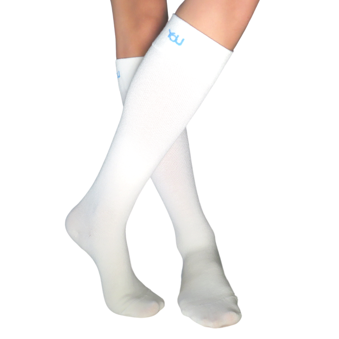 YoU® • Off White Bamboo Knee High • Travel &amp; Sport 15-20 mmHg Compression