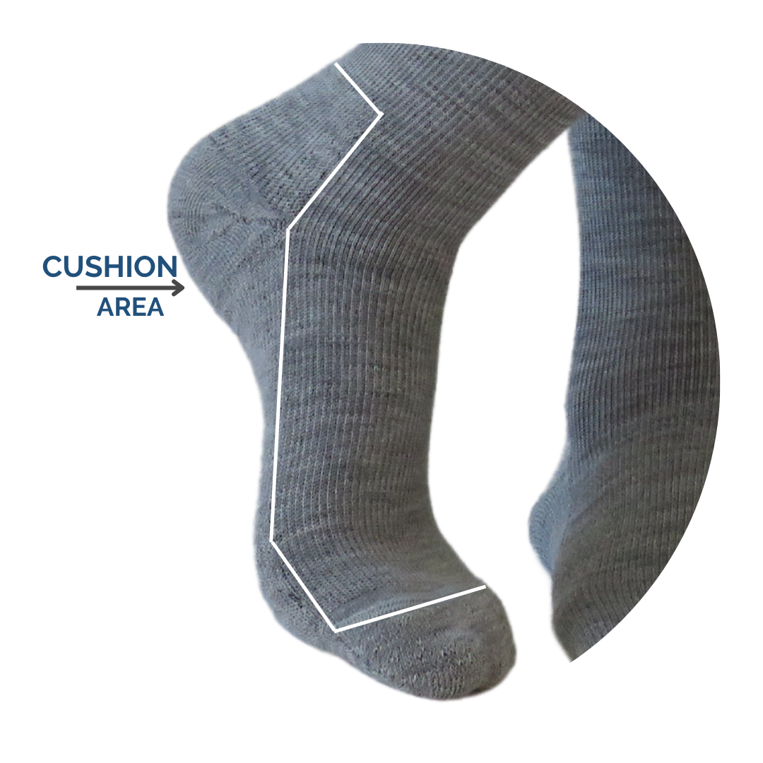 YoU Compression® Dark Grey Merino Wool CUSHION Knee High 30-40 mmHg