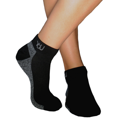 YoU Compression® Black &amp; Grey Marl CUSHION Ankle Socks 20-30 mmHg